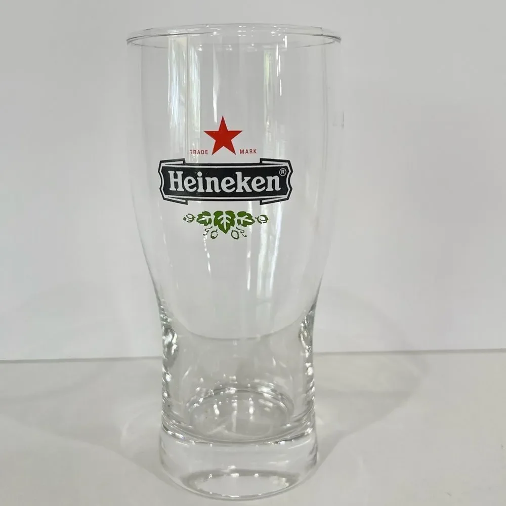 Heineken Beer Pilsner Glass Etched Clear .25L Logo Branded Red Star Barware Bar